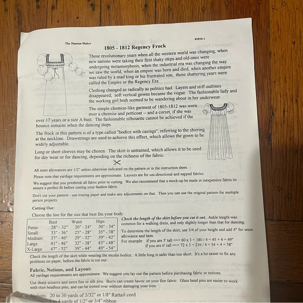 Regency Frock Sewing Pattern - Picture 2 of 2